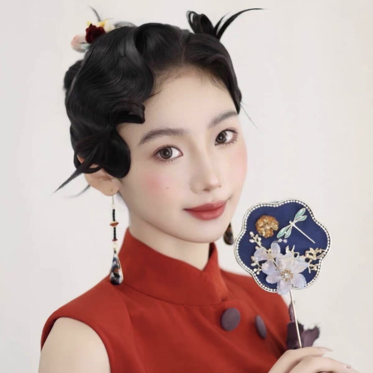 绿藻老师同款蝴蝶结预制成品假发发包古装汉服晨袍晚宴化妆师造型