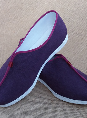 爆款包邮老北京手工千层底布鞋棉麻透气紫色僧鞋休闲男女民族风