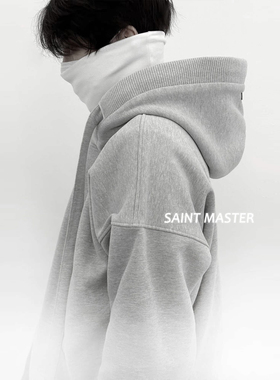 SAINT MASTER飘带廓形宽松套头连帽纯色卫衣2025秋冬新款外套帽衫