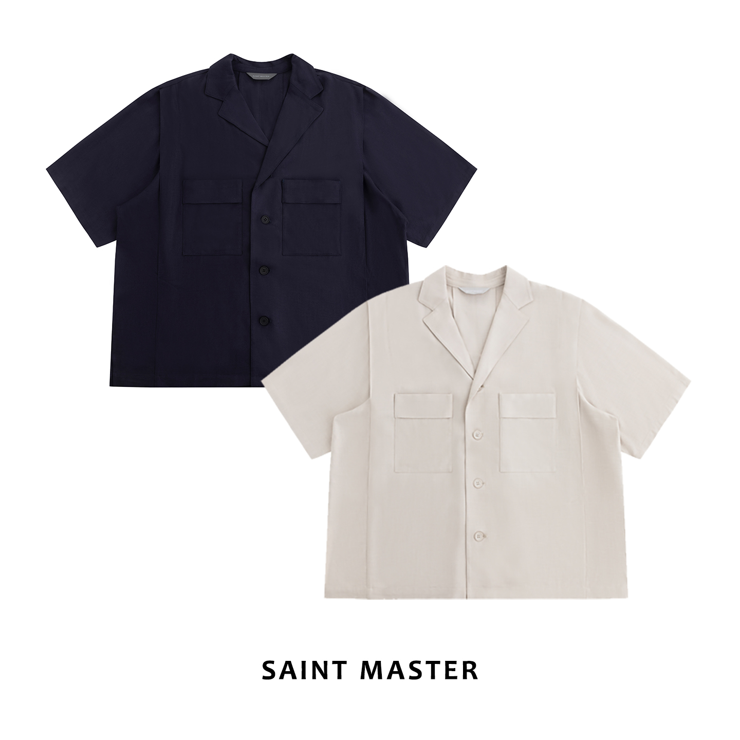 SAINT MASTER夏季潮流青年休闲进口舒适面料半袖短袖衬衫
