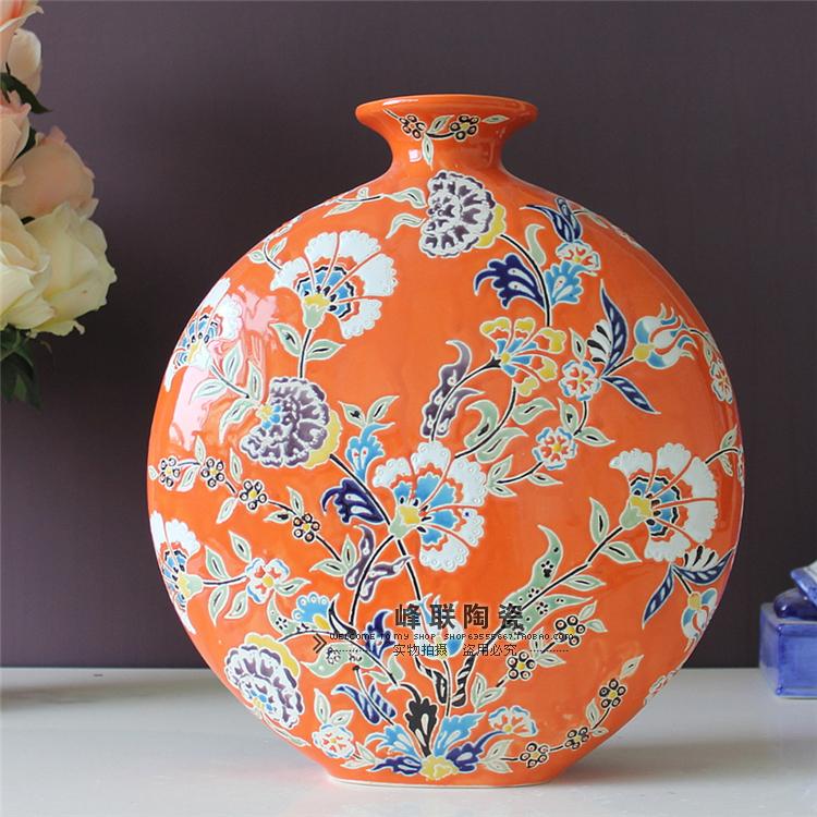 欧式风陶瓷黄色博古架酒柜装饰品