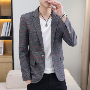 小西装男韩版潮流青年修身帅气西服英伦风格纹休闲外套S2110-P80图片