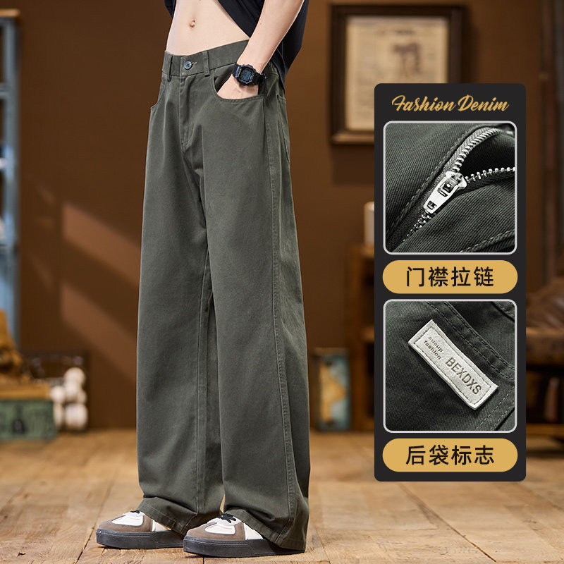 简约百搭美式复古直筒工装裤男裤高街宽松口袋休闲长裤Z2362-P50,男装工装外套,星座509