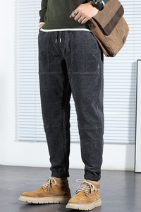 秋冬休闲裤男士九分裤韩版潮流毛呢帅气修身直筒百搭青年M898图片
