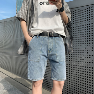 男士牛仔短裤直筒宽松韩版潮流夏季薄款中裤潮牌五分裤YD105