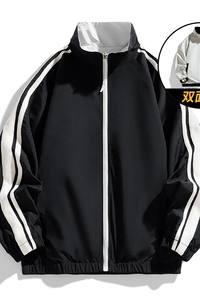 美式简约两面穿立领夹克秋季潮纯色休闲运动上衣外套男XS859-P55图片