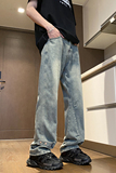 四季牛仔裤男款直筒微喇长裤美式复古显瘦高街vibe裤子男YD85-P50，男装牛仔裤，星座509