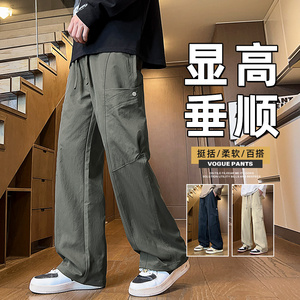 美式复古工装裤伞兵裤男高级感宽松百搭阔腿拖地休闲裤Z9857-P50图片