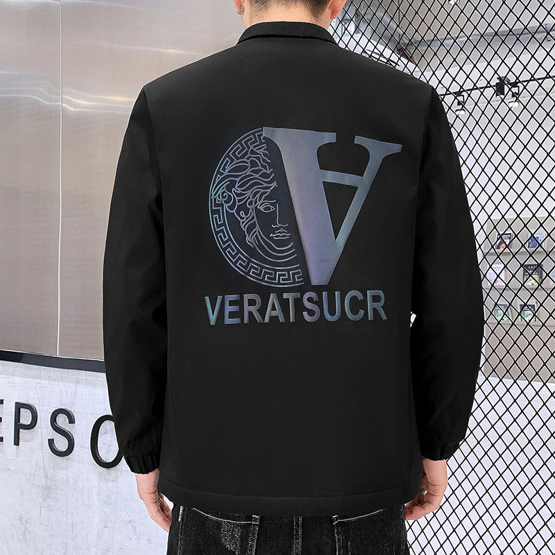 Spring and autumn new men's youth jacket fashion casual printing small Lapel men's jacket