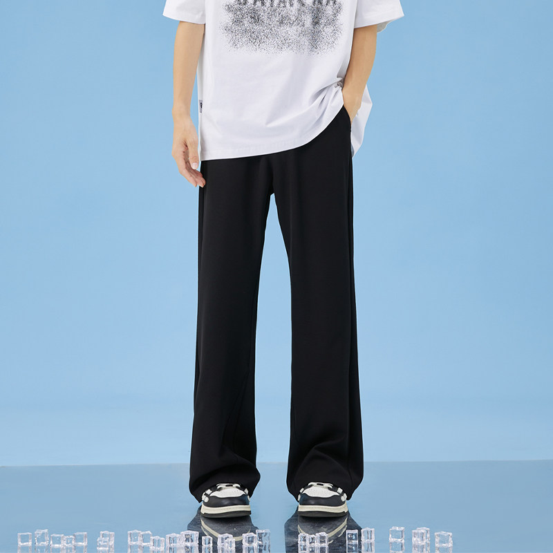黑色西装裤男款宽松直筒潮流潮牌美式高街微喇叭长裤子潮YZ29-P40,男装西裤,星座509