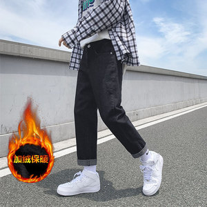 冬季直筒加厚牛仔裤男士潮牌流宽松韩版百搭加绒长裤子K1705-P45图片