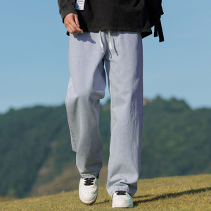 复古牛仔裤男薄款直筒宽松阔腿2024秋季新款休闲裤子男生Z336-P35