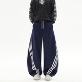 美式复古三条杠阔腿弯刀卫裤男女宽松休闲运动潮牌裤子YD9096-P65，男装休闲裤，星座509