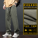 秋冬纯棉宽松直筒工装裤ins潮牌痞帅美式休闲长裤子男款Z2328-P50，男装休闲裤，星座509
