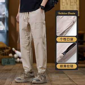 高端冰丝裤男2026新款秋冬季薄款工装伞兵裤束脚休闲裤Z2520-P45图片