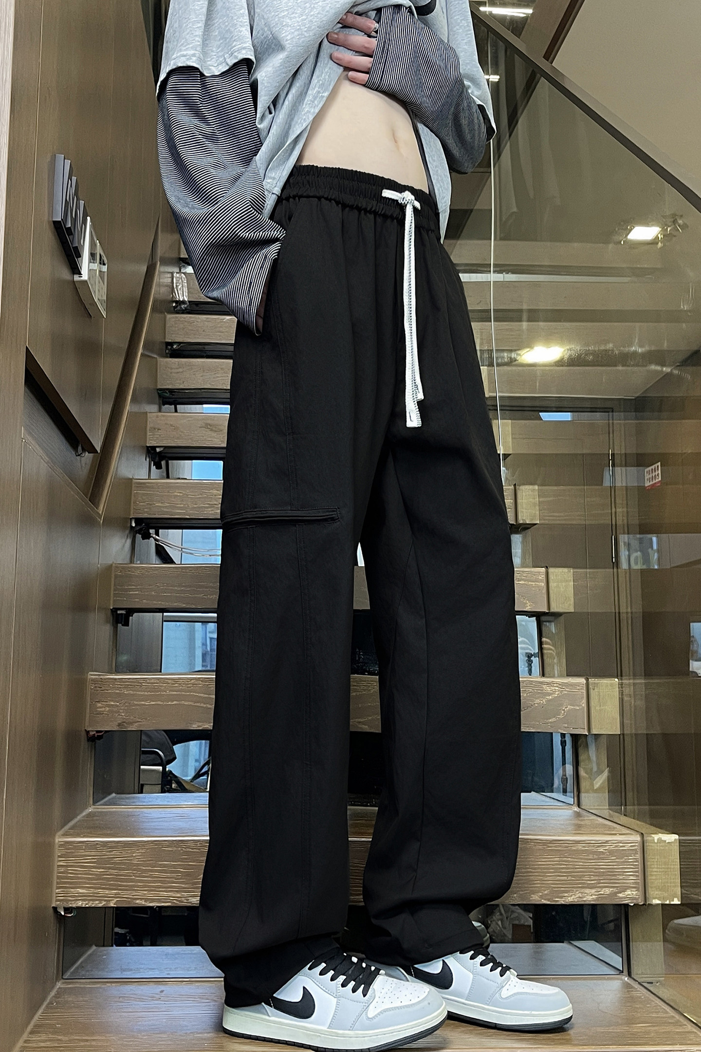 复古简约工装裤子男款秋冬季潮牌宽松阔腿休闲直筒长裤子M558-P40,男装工装外套,星座509