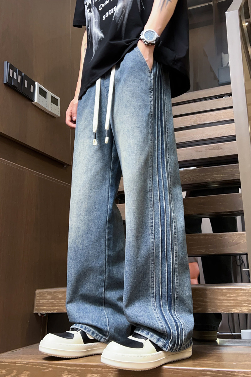 工装牛仔裤直筒宽松阔腿春季男长裤复古美式高街裤子Z2505-P40,男装牛仔裤,星座509