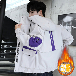 加厚夹克男士外套加绒连帽开衫工装棉衣袄子棉服冬季休闲C87-P60图片