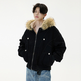 美式复古毛领座山雕连帽棉服外套冬季新款潮牌加厚棉衣YD03-P140，男装棉衣，星座509