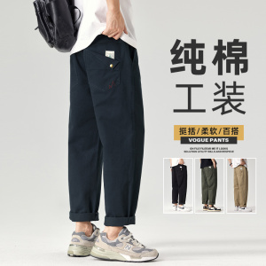 纯棉美式工装裤潮牌宽松直筒休闲潮流阔腿秋冬长裤子Z9886-P40特图片