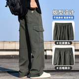美式复古工装裤男款潮牌宽松直筒休闲长裤运动多口袋Z9810-P50，男装工装外套，星座509