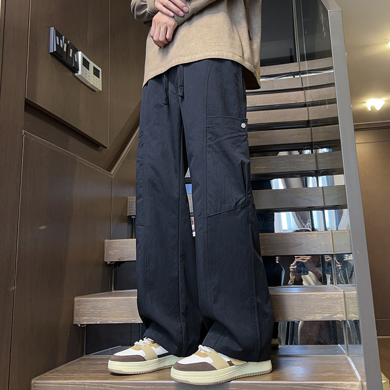 美式复古工装裤伞兵裤男高级感宽松百搭阔腿拖地休闲裤Z9857-P50,男装休闲裤,星座509