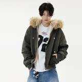 美式复古毛领座山雕连帽棉服外套冬季新款潮牌加厚棉衣YD03-P140，男装棉衣，星座509