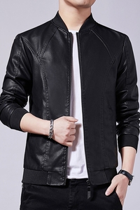 软皮衣男潮流帅气韩版衣服机车服修身男士皮夹克春秋外套C988-P60