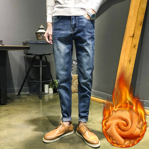 秋冬加绒牛仔裤男修身小脚男士潮流弹力保暖长裤子男加厚K605-P50图片