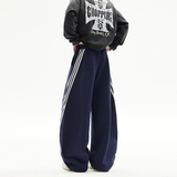 美式复古三条杠阔腿弯刀卫裤男女宽松休闲运动潮牌裤子YD9096-P65，男装休闲裤，星座509