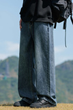 宽松直筒复古牛仔裤2024秋冬男阔腿休闲美式工装长裤子Z9842-P45，男装牛仔裤，星座509