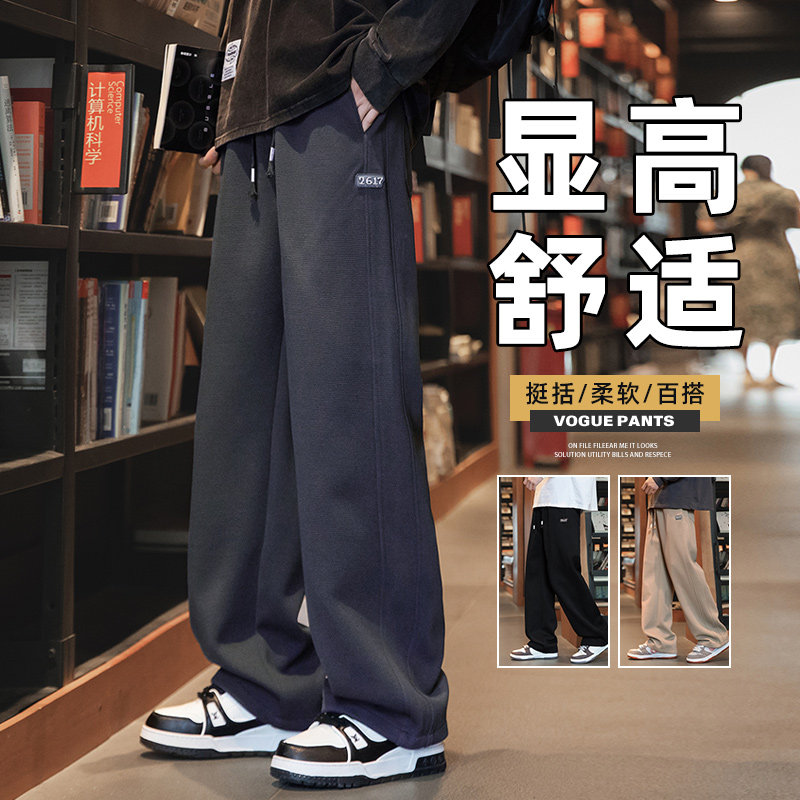 直筒休闲裤秋冬垂感裤子男阔腿卫裤宽松男生男裤长裤Z9868-P40图片