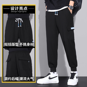 运动裤男士秋季宽松束脚休闲裤子工装九分裤篮球卫裤Z6626图片