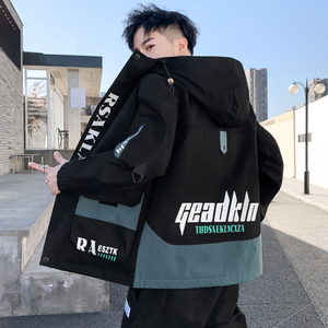 工装外套男2021新款春秋季潮流宽松休闲连帽夹克衣服DS217-P65