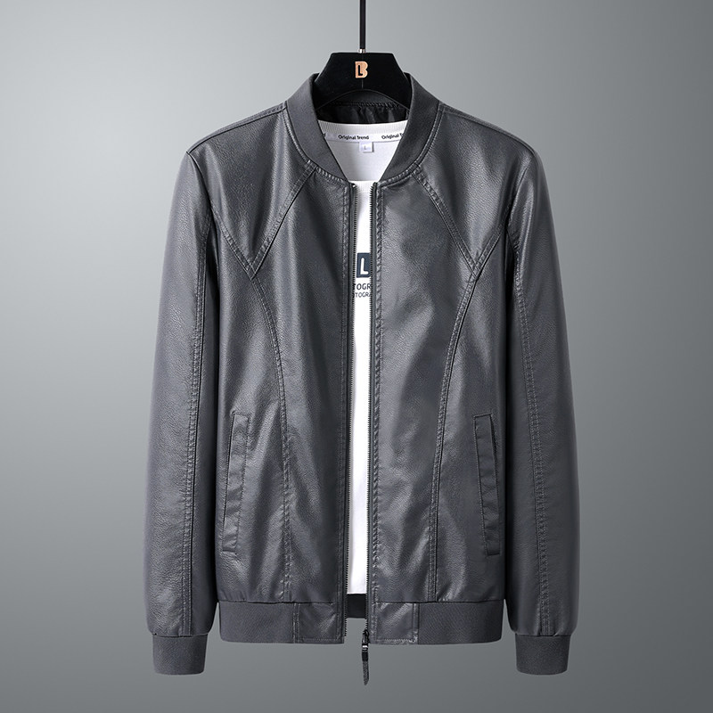 皮衣男立领2021新款帅气皮夹克潮流韩版pu皮衣服春秋外套C988-P60图片