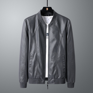 皮衣男立领2021新款帅气皮夹克潮流韩版pu皮衣服春秋外套C988-P60图片