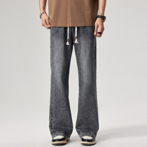 牛仔裤男士春季宽松直筒美式高街复古微喇休闲长裤子Z9851-P40特，男装牛仔裤，星座509