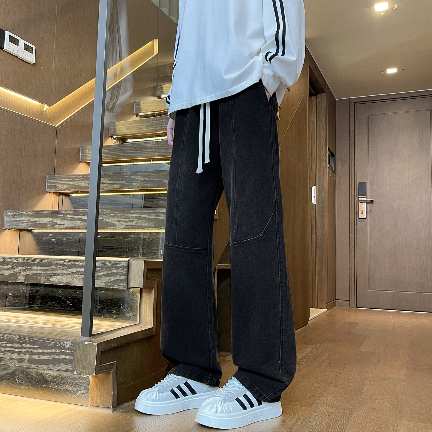 潮牌直筒牛仔裤男复古潮流宽松百搭休闲舒适显高显瘦长裤H802-P45,男装牛仔裤,星座509