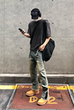 美式高街牛仔裤男夏季修身做旧拉链直筒裤痞帅微喇裤子YD88-P50，男装牛仔裤，星座509