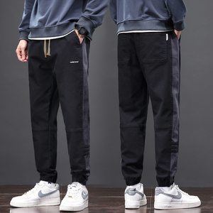 秋冬款男生条纹束脚工装九分裤男装宽松潮牌大码休闲裤M616-P40图片