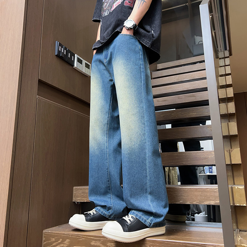 2025直筒牛仔裤男春宽松美式复古修身窄版潮牌高街裤子Z2506-P35,男装牛仔裤,星座509
