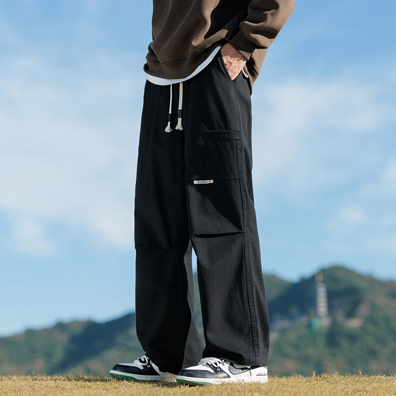 休闲裤男秋冬纯棉拖地宽松工装裤潮牌宽松直筒阔腿长裤Z9852-P50,男装休闲裤,星座509