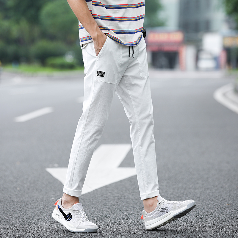 Spring casual pants men's Korean fashion slim Leggings junior students elastic pants