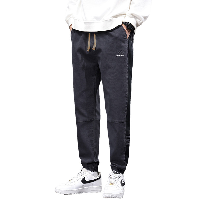 秋冬款男生条纹束脚工装九分裤男装宽松潮牌大码休闲裤M616-P40,男装休闲裤,星座509