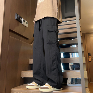 工装裤子男士秋季新款宽松直筒休闲长裤户外冲锋裤潮牌Z2353-P50,胖女孩奶奶裤穿搭图片