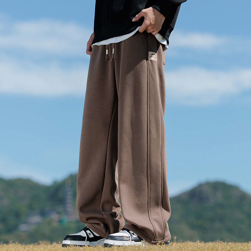 美式卫裤男士宽松直筒秋季新款休闲运动针织阔腿长裤子Z2344-P45,男装休闲裤,星座509