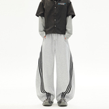 美式浅灰色运动抽绳弯刀休闲裤女高腰宽松显瘦垂感卫裤YD9096-P65，男装休闲裤，星座509