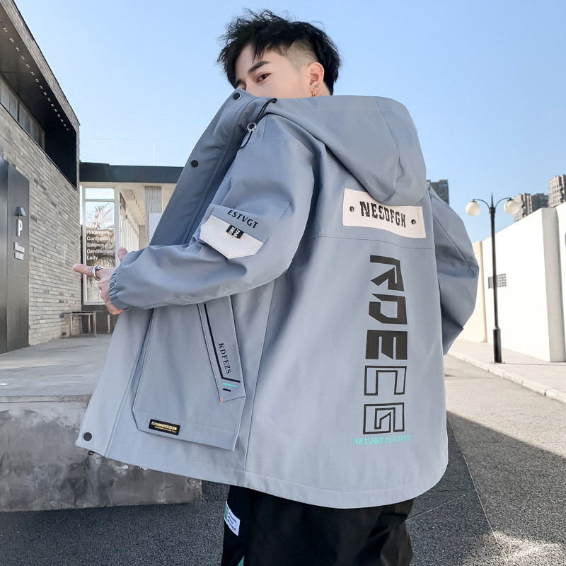 夹克男2021工装外套春秋款连帽百搭青少年休闲上衣DS215-P65图片