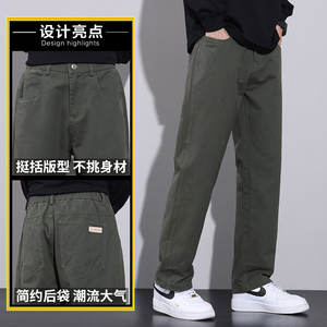 休闲裤男秋冬宽松直筒男裤2024新款直筒潮纯棉工装裤子Z2362-P50图片