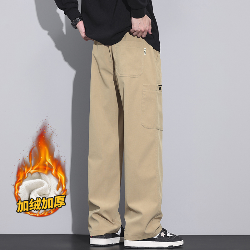 美式加厚工装裤男宽松直筒伞兵裤秋冬休闲长裤Z9856-P45/加绒P55，男装工装外套，星座509
